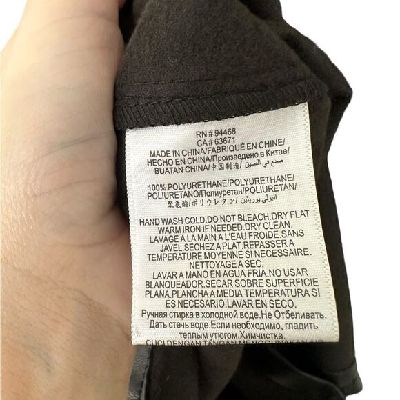 BCBGeneration Black Faux Leather Button Front Shirt - Picture 9 of 10